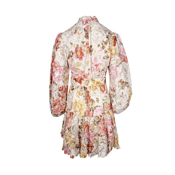 Zimmermann Bonita Floral-Print Broderie Anglaise Belted Mini Dress in Multicolor - Picture 3 of 5
